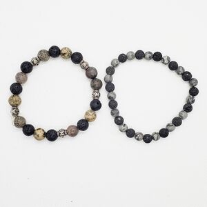 Lava stone bracelets set of 2